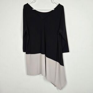 Sympli Asymmetrical Tunic Top Womens Size 14 Reversible Stretch Made In Canada